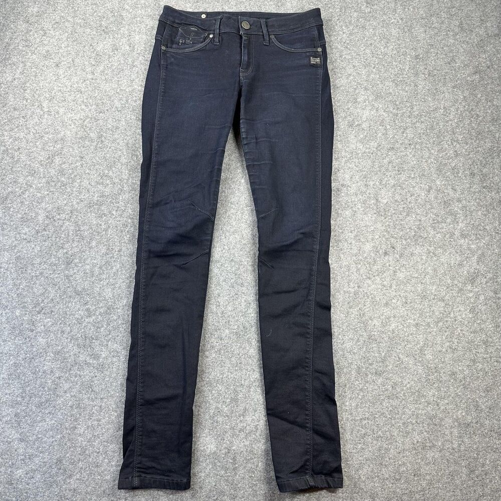 G-Star RAW Jeans Womens 27 Dark Wash Low Rise Skinny Zip Pockets 27x30